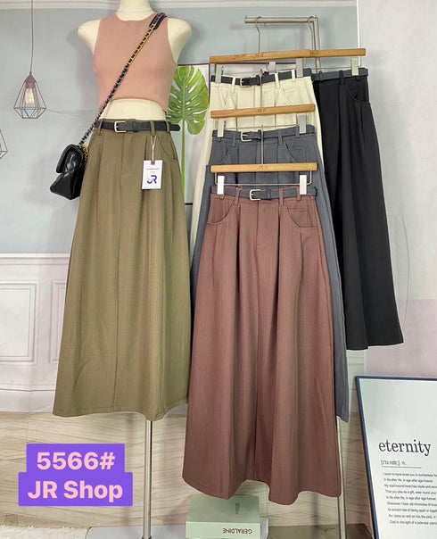 Elegant Vintage Hem Pleated Skirts With Belt